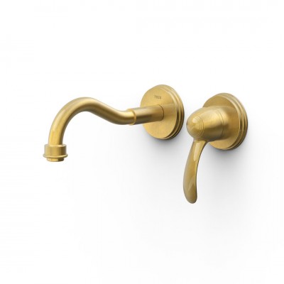 Tres Clasic bateria umywalkowa ścienna stare złoto 24220001LV
