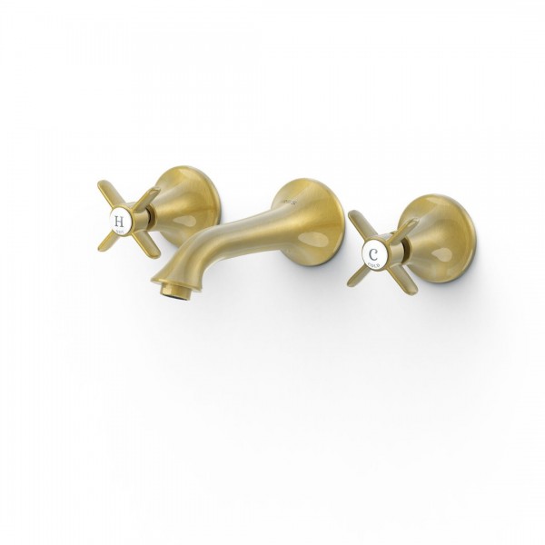 Tres Clasic bateria umywalkowa ścienna stare złoto 24215102LV