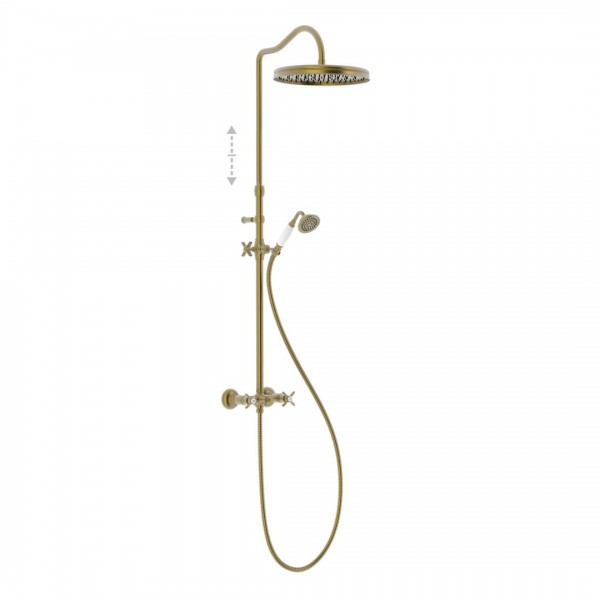 Tres Clasic zestaw natryskowy z baterią prysznicową stare złoto mat 24219101LM