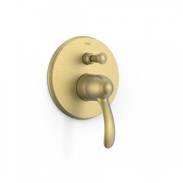 Tres Clasic bateria podtynkowa wannowo-natryskowa stare złoto mat 24218001LM