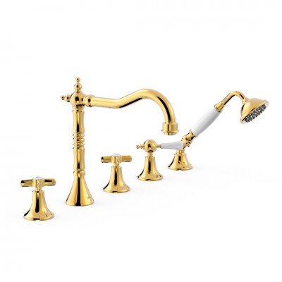 Tres Clasic bateria wannowa 5-otworowa złoty połysk 24214601OR