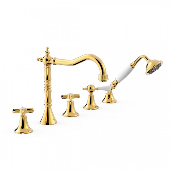 Tres Clasic bateria wannowa 5-otworowa złoty połysk 24214601OR