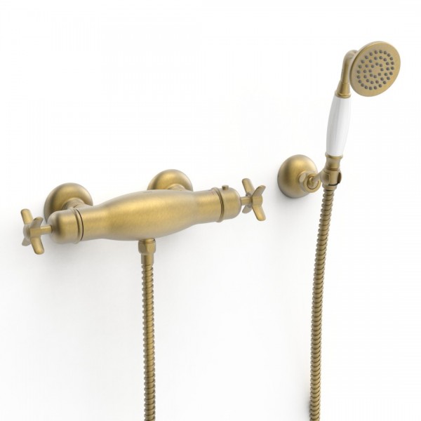Tres Clasic bateria natryskowa termostatyczna stare złoto mat 24216409LM