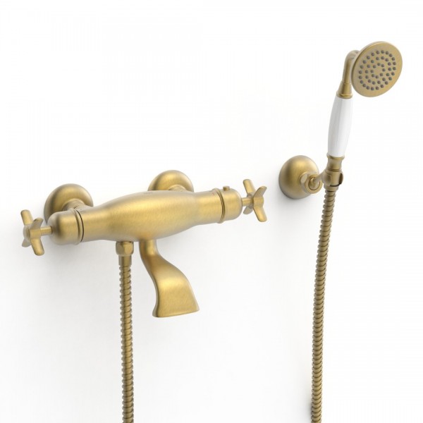 Tres Clasic bateria termostatyczna wannowa stare złoto mat 24217409LM