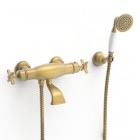 Tres Clasic bateria termostatyczna wannowa stare złoto mat 24217409LM