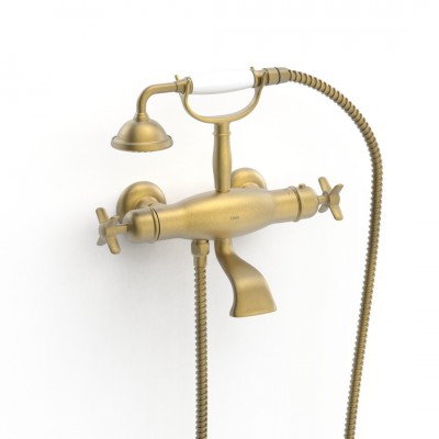 Tres Clasic bateria wannowa termostatyczna stare złoto mat 24217609LM