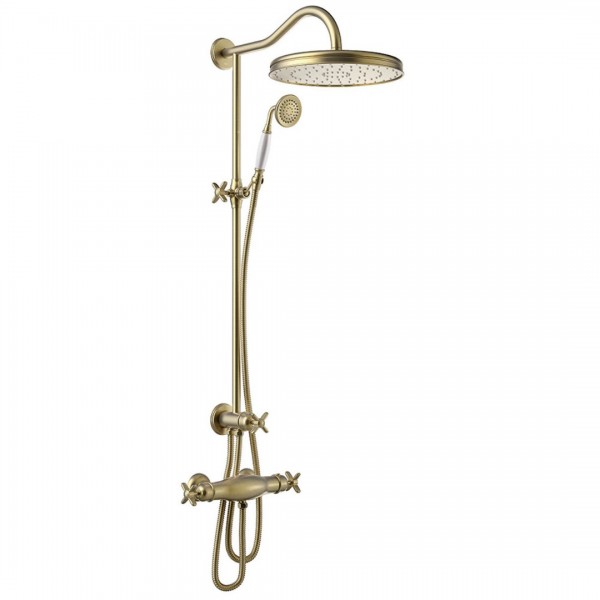 Tres Clasic zestaw natryskowy z baterią prysznicową termostatyczną stare złoto 24219501LV