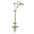 Tres Clasic zestaw natryskowy z baterią prysznicową termostatyczną stare złoto mat 24219501