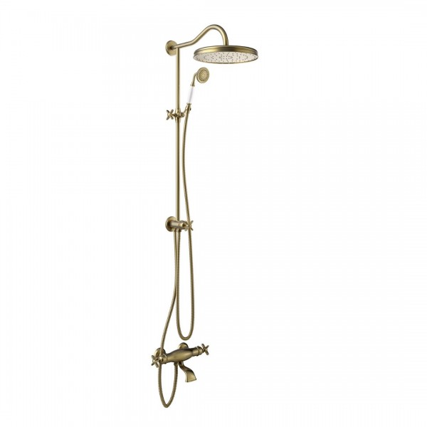 Tres Clasic komplet natryskowy z baterią wannową termostatyczną stare złoto mat 24219801LM