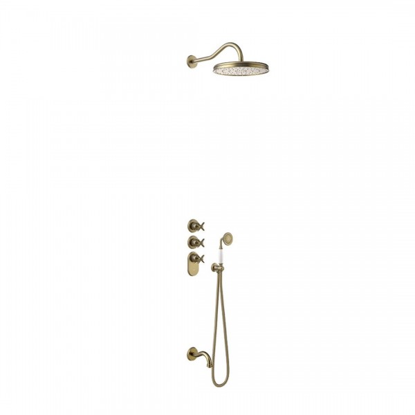 Tres Clasic zestaw wannowy termostatyczny retro stare złoto 24235301LV