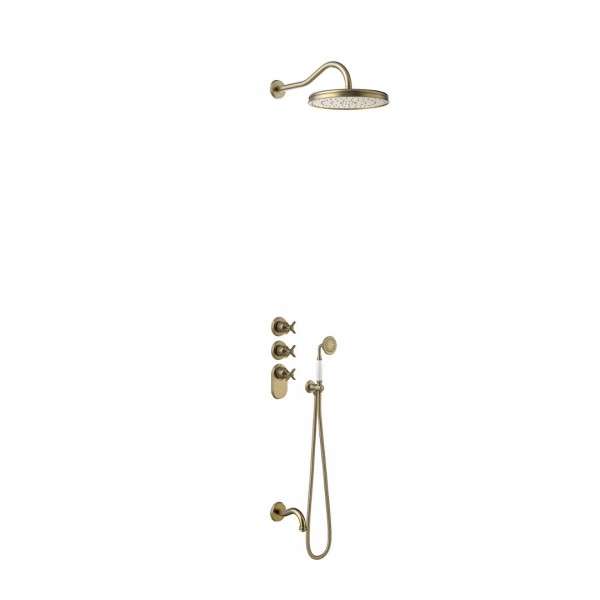 Tres Clasic zestaw wannowy termostatyczny retro stare złoto mat 24235301LM