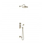 Tres Clasic zestaw wannowy termostatyczny retro stare złoto mat 24235301LM