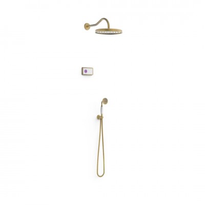 Tres Clasic zestaw natryskowy termostatyczny podtynkowy stare złoto mat 09226201LM