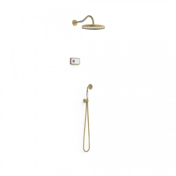 Tres Clasic zestaw natryskowy termostatyczny podtynkowy stare złoto mat 09226201LM