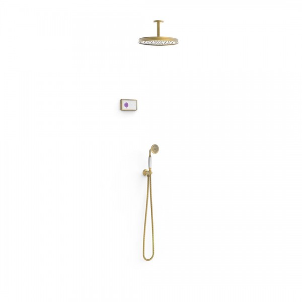 Tres Clasic zestaw natryskowy termostatyczny podtynkowy stare złoto mat 09226202LM