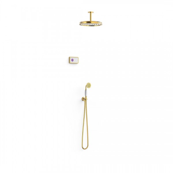 Tres Clasic zestaw natryskowy termostatyczny podtynkowy złoty połysk 09226202OR