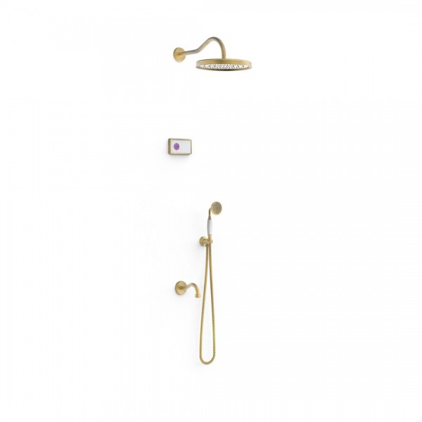 Tres Clasic zestaw wannowy termostatyczny podtynkowy stare złoto mat 09226301LM