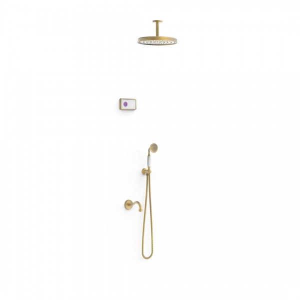 Tres Clasic zestaw wannowy termostatyczny podtynkowy stare złoto mat 09226302LM