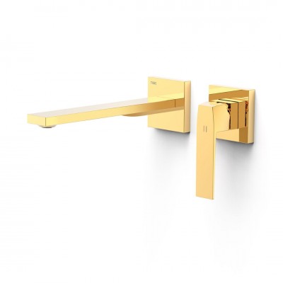 Tres Slim bateria umywalkowa podtynkowa wylewka 24 cm złoty połysk 20230022OR