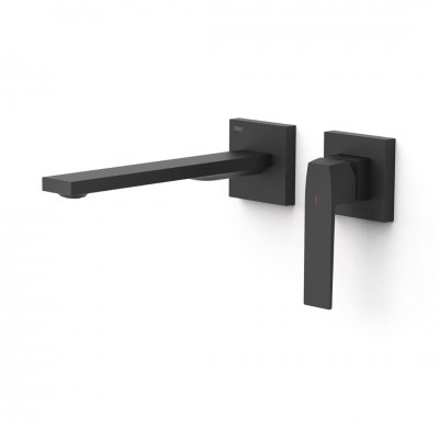 Tres Slim bateria umywalkowa podtynkowa wylewka 24 cm czarny mat 20230022NM