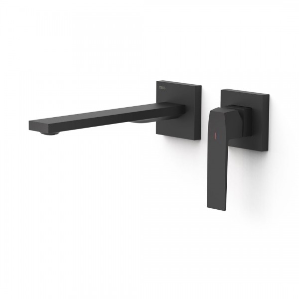 Tres Slim bateria umywalkowa podtynkowa wylewka 24 cm czarny mat 20230022NM