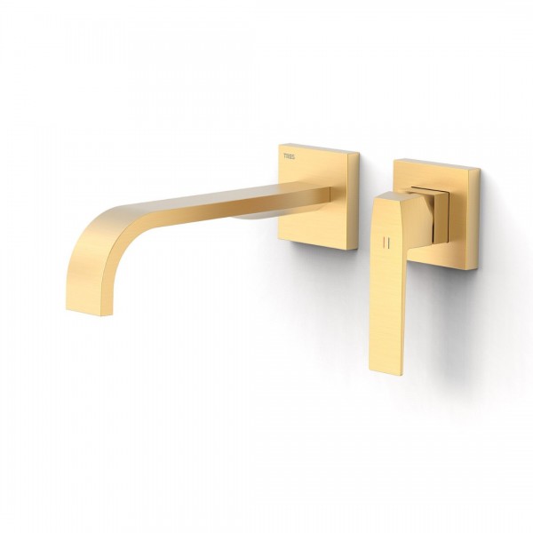 Tres Slim bateria umywalkowa podtynkowa wylewka 24 cm złoty mat 20230024OM