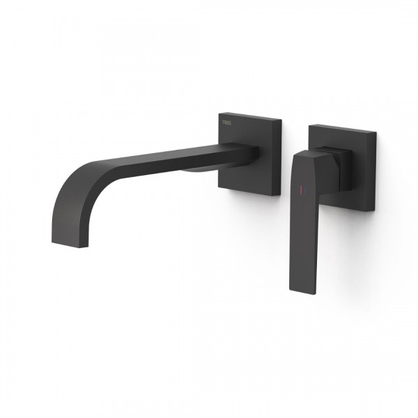 Tres Slim bateria umywalkowa podtynkowa wylewka 24 cm czarny mat 20230024NM