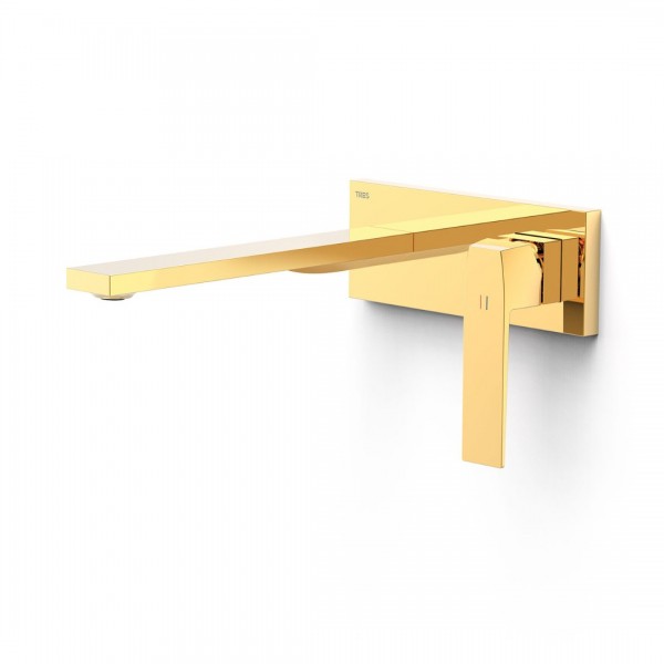 Tres Slim bateria umywalkowa podtynkowa wylewka 24 cm złoty połysk 20230032OR