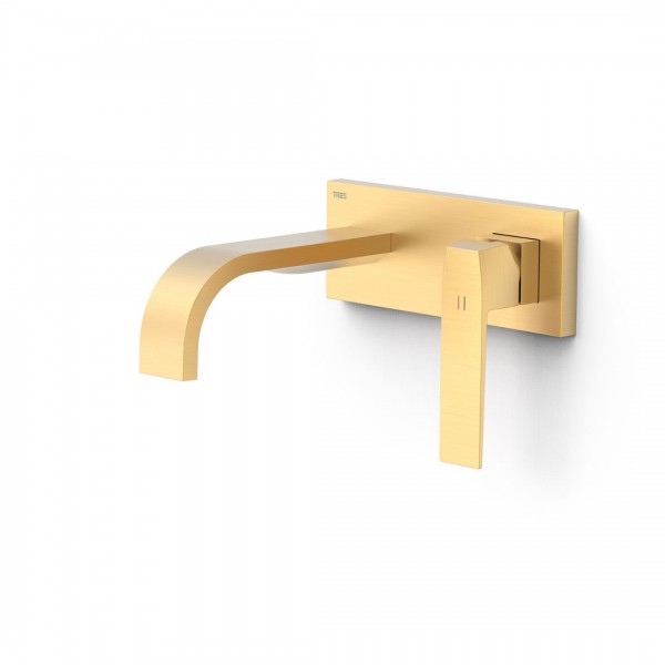 Tres Slim bateria umywalkowa podtynkowa wylewka 18 cm złoty mat 20230033OM