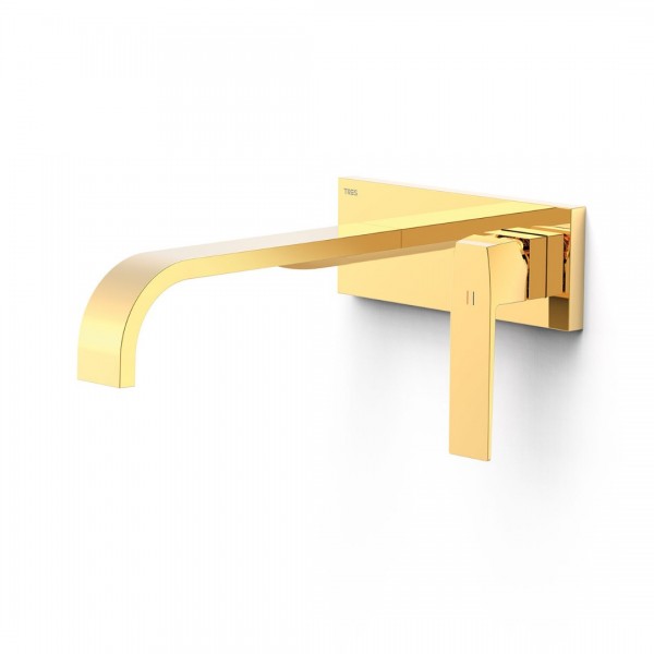 Tres Slim bateria umywalkowa podtynkowa wylewka 24 cm złoty połysk 20230034OR