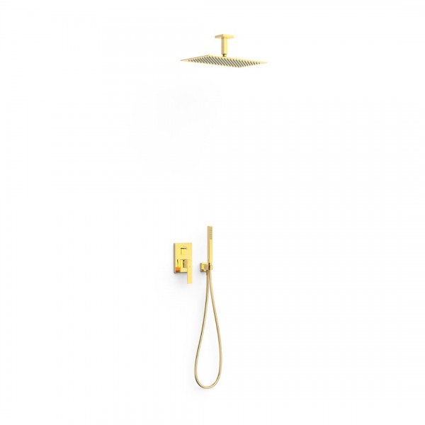 Tres Slim zestaw prysznicowy podtynkowy deszczownica 30x20 cm złoty połysk 20228003OR