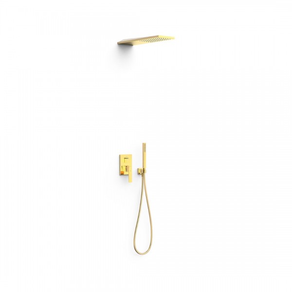 Tres Slim zestaw prysznicowy podtynkowy deszczownica 16x55 cm złoty połysk 20228005OR