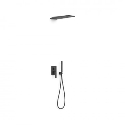 Tres Slim zestaw prysznicowy podtynkowy deszczownica 16x55 cm czarny mat 20228005NM