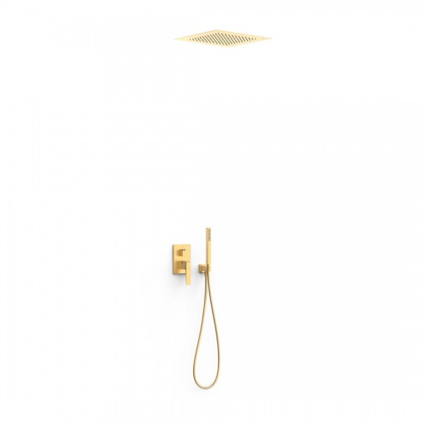 Tres Slim zestaw prysznicowy podtynkowy deszczownica 38 cm złoty mat 20228006OM