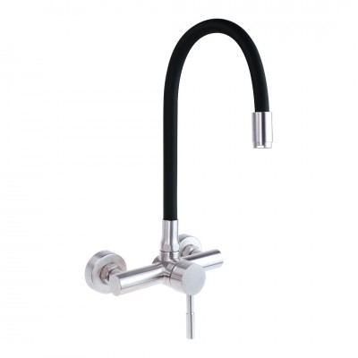 Deante Neo Luno bateria kuchenna ścienna stal szczotkowana/czarny BOC_B800