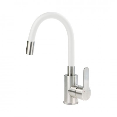 Deante Neo Lupo bateria umywalkowa stojąca stal/biały BLU_W240