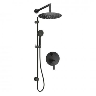 Deante Arnika zestaw prysznicowy podtynkowy deszczownica 25 cm czarny mat NAC_N6QP