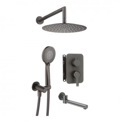 Deante Arnika zestaw wannowo-prysznicowy podtynkowy titanium BXYYDQAM