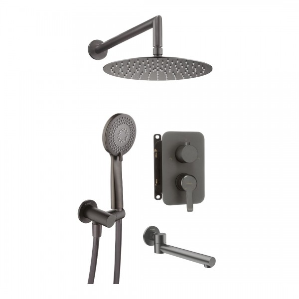 Deante Arnika zestaw wannowo-prysznicowy podtynkowy titanium BXYYDQAM