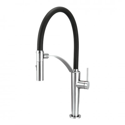 Deante Corda bateria kuchenna z wyciąganą wylewką chrom BRC_072M