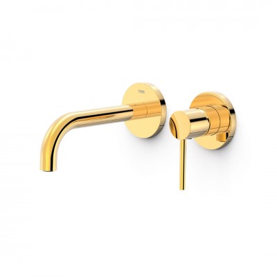 Tres Study bateria umywalkowa podtynkowa wylewka 17,7 cm złoty połysk 26230021OR