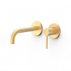 Tres Study bateria umywalkowa podtynkowa wylewka 17,7 cm złoty mat 26230021OM