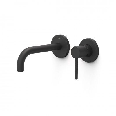 Tres Study bateria umywalkowa podtynkowa wylewka 17,7 cm czarny mat 26230021NM