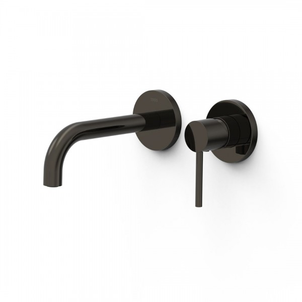 Tres Study bateria umywalkowa podtynkowa wylewka 17,7 cm czarny metalizowany 26230021KM