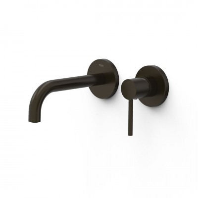 Tres Study bateria umywalkowa podtynkowa wylewka 17,7 cm czarny brąz 26230021KMB