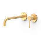 Tres Study bateria umywalkowa podtynkowa wylewka 23,7 cm złoty mat 26230022OM