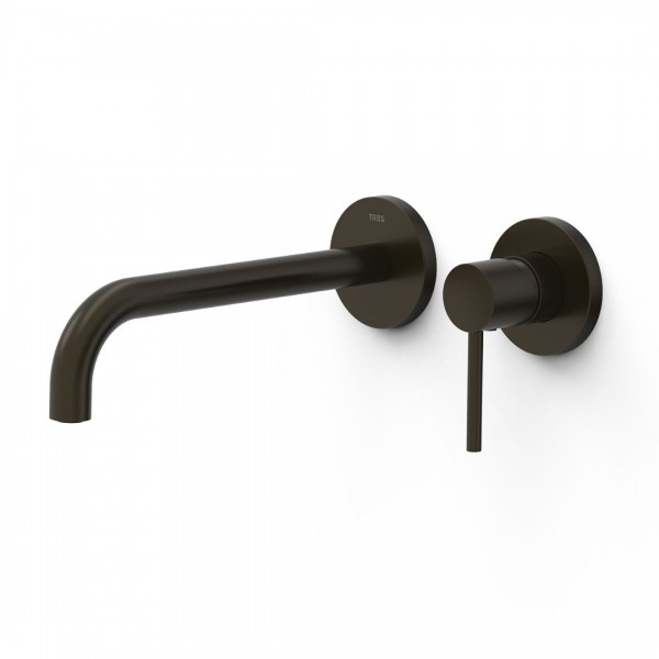 Tres Study bateria umywalkowa podtynkowa wylewka 23,7 cm czarny brąz 26230022KMB