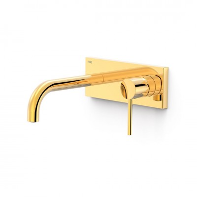 Tres Study bateria umywalkowa podtynkowa wylewka 18 cm złoty połysk 26230031OR