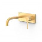 Tres Study bateria umywalkowa podtynkowa wylewka 18 cm złoty mat 26230031OM