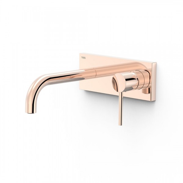 Tres Study bateria umywalkowa podtynkowa wylewka 18 cm złoto różowe 26230031OP